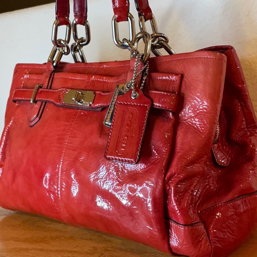 Red Coach Handbag - Picture 2 of 8